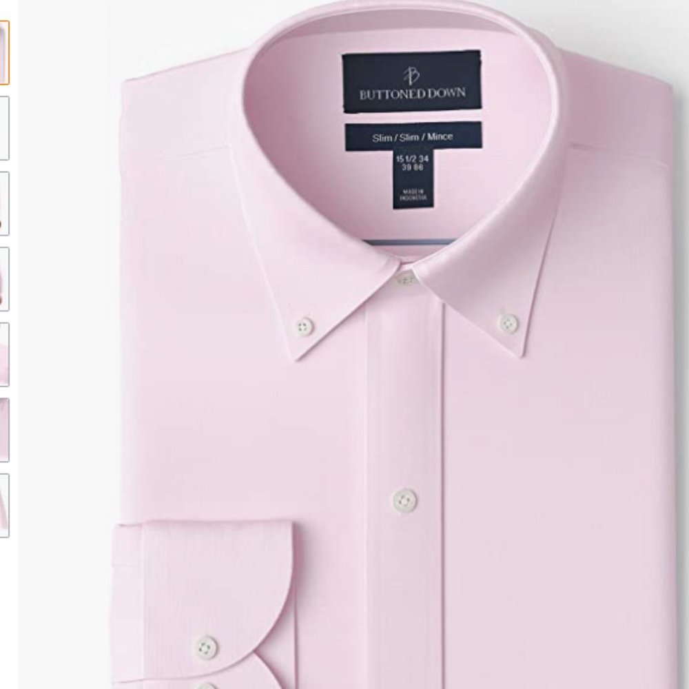 Buttoned Down Men's Slim Fit Button Collar Solid Dress Shirt SIZE 17 1/2